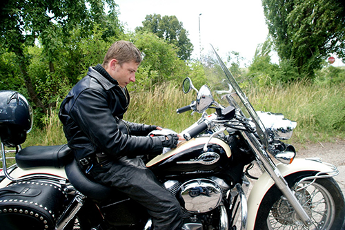 Bartłomiej Dąbrowski na motocyklu Honda Shadow