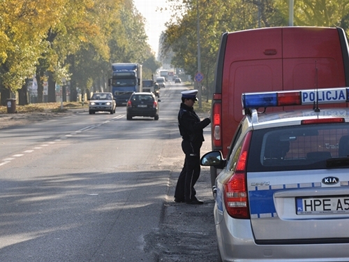 Policjant podczas kontroli drogowej, źródło: www.lubuska.policja.gov.pl